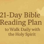 A 21-Day Bible Reading Plan for the Holy Spirit, featuring a list of daily scripture passages with a peaceful spiritual background