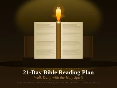 21-Day Holy Spirit Plan cover featuring an open Bible, glowing light symbolizing the Holy Spirit, and a peaceful prayer atmosphere with soft blue and gold tones, designed for a Christian devotional journey.