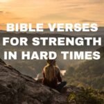 An image of a man sitting on mountain studying the Bible verses for strength, feeling renewed strength and peace through God’s Word.