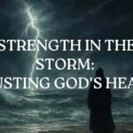 Stormy ocean with dark clouds and light breaking through, symbolizing strength, hope, and resilience during difficult seasons.