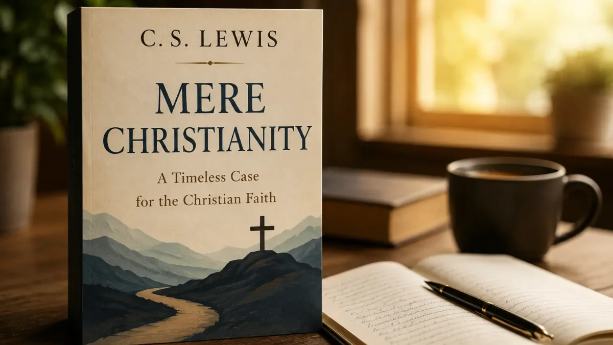 The image of mere Christianity on a table with note