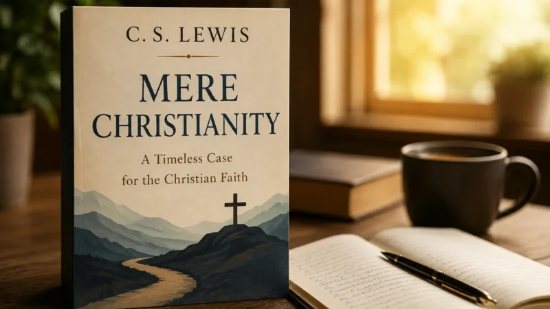 The image of mere Christianity on a table with note