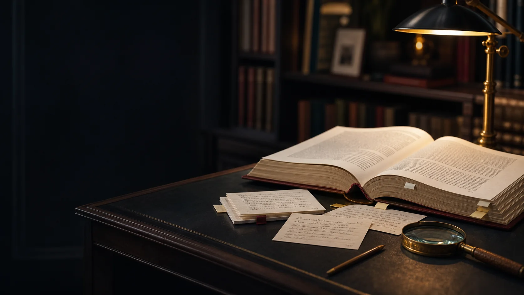Classic Christian books in warm reading light
